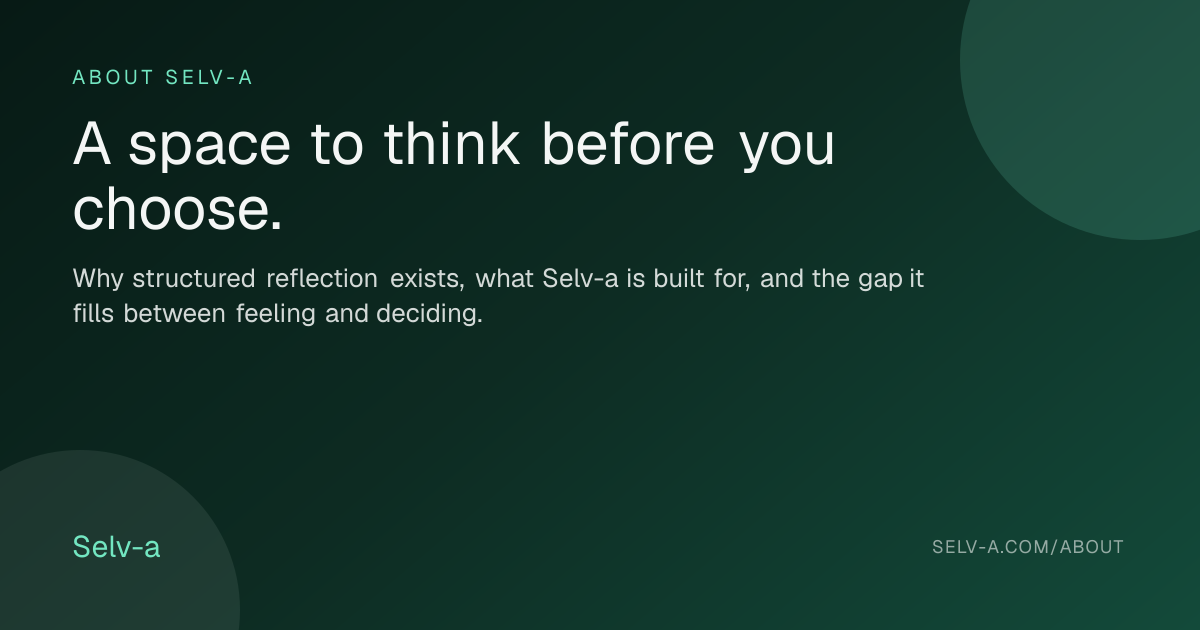 About Selv-a — A Space to Think Before You Choose | Selv-a